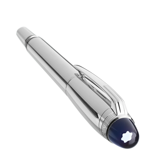 Nahaufnahme Kappe und Korpus des Montblanc StarWalker Metal Fineliner in Platinoptik hochwertiges Sammler Schreibgerät in Tirol kaufen