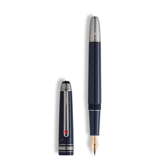 Montblanc Meisterstück In 80 Tagen um die Welt Classique Luxus Füllfederhalter in dunkelblauem Edelharz mit Zuggravur bei Montblanc Boutique Kitzbühel Tirol