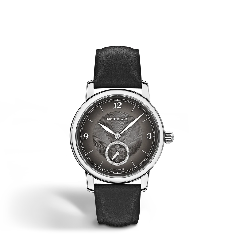 Offener Gehäuseboden der Montblanc Star Legacy Small Second Automatik Uhr mit Rotor und Montblanc Emblem erhältlich in Kitzbühel Tirol