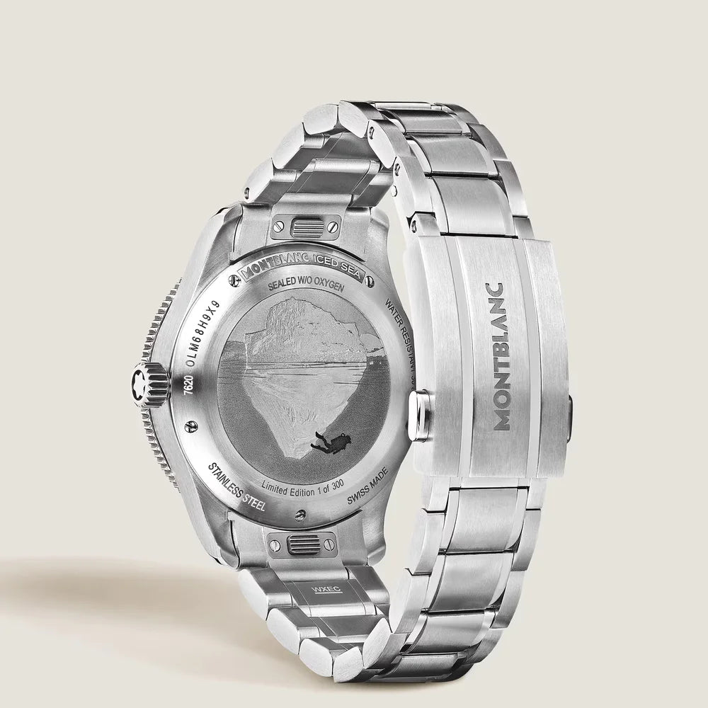 Premium Montblanc Iced Sea Automatic Date 0 Oxygen Limited Edition korallenfarbenes Gletschermotiv Mer de Glace kaufen bei Montblanc Boutique in Kitzbühel Tirol