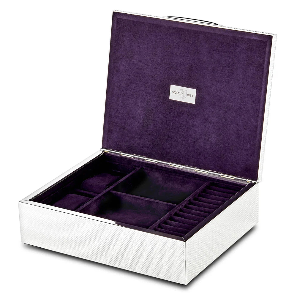 Silver Uhren-, Schmuck- und Vermächtnisschatulle