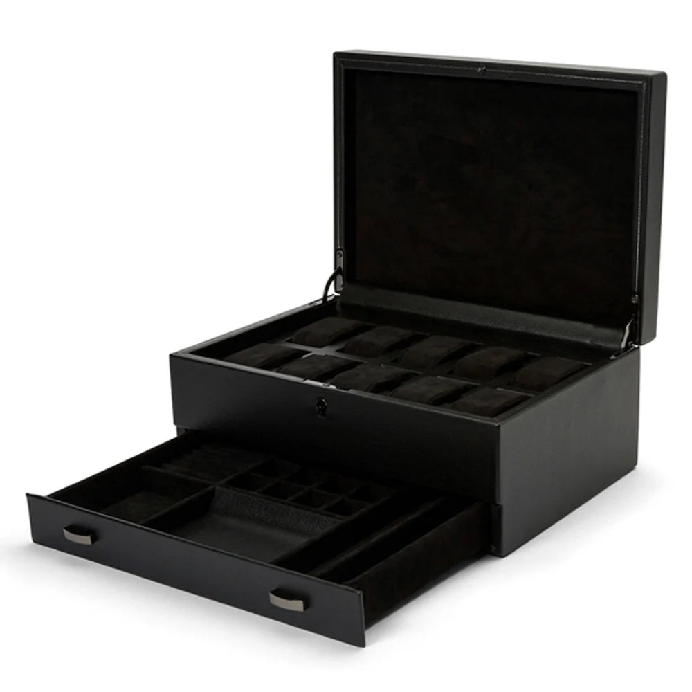 Uhren Box für 10 Uhren mit Schublade schwarz