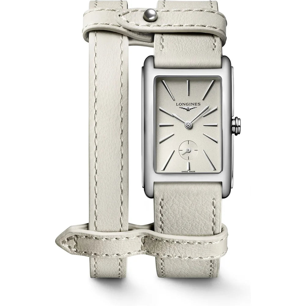 Longines DolceVita Damenuhr Weiß – Schweizer Luxus, rechteckiges Edelstahlgehäuse, Saphirglas bei Juwelier Schroll in Tirol