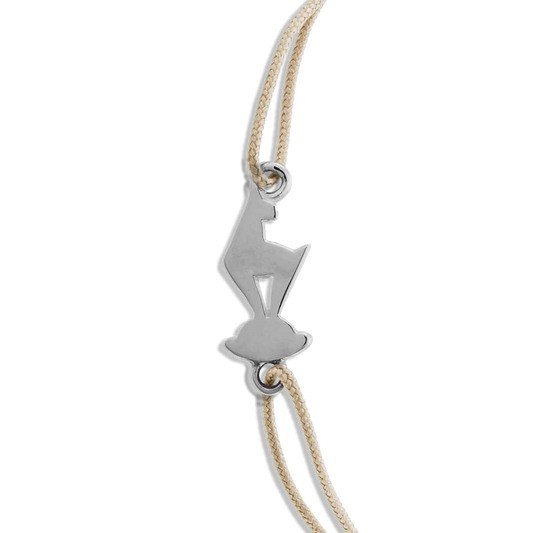 KitzSpirit© beiges Glücksarmbändchen mit KB-Gams Silber