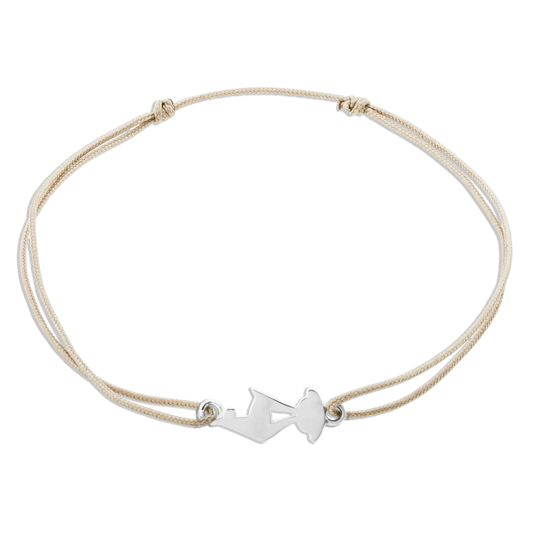 KitzSpirit© beiges Glücksarmbändchen mit KB-Gams Weißgold