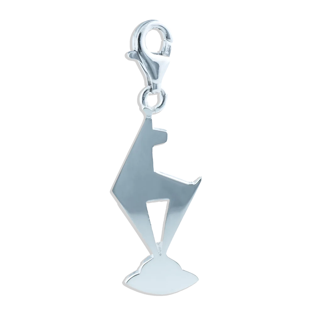 KitzSpirit® Walde Gams Anhänger aus 925 Sterling Silber mit Karabinerhaken – Handgefertigter Schmuckanhänger im alpinen Kitzbühel-Design, einfach zu befestigen, exklusives Souvenir oder Geschenk, erhältlich bei Juwelier Schroll in Tirol