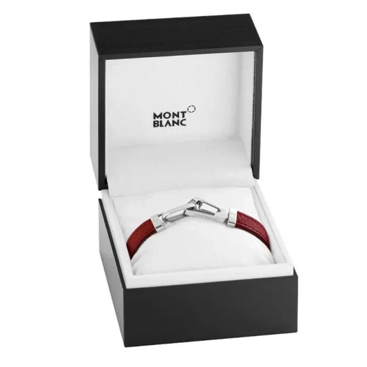 Rotes Montblanc Wickelarmband für Herren mit Edelstahlverschluss