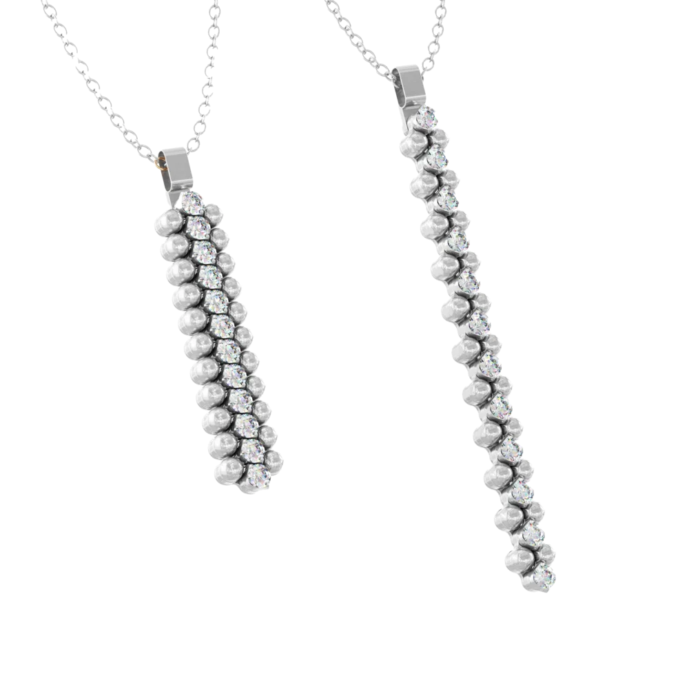 Anhänger • Multi Size • 3 Reihen • weiße Diamanten • Weißgold