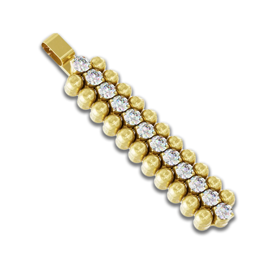 Anhänger • Multi Size • 3 Reihen • weiße Diamanten • Gelbgold