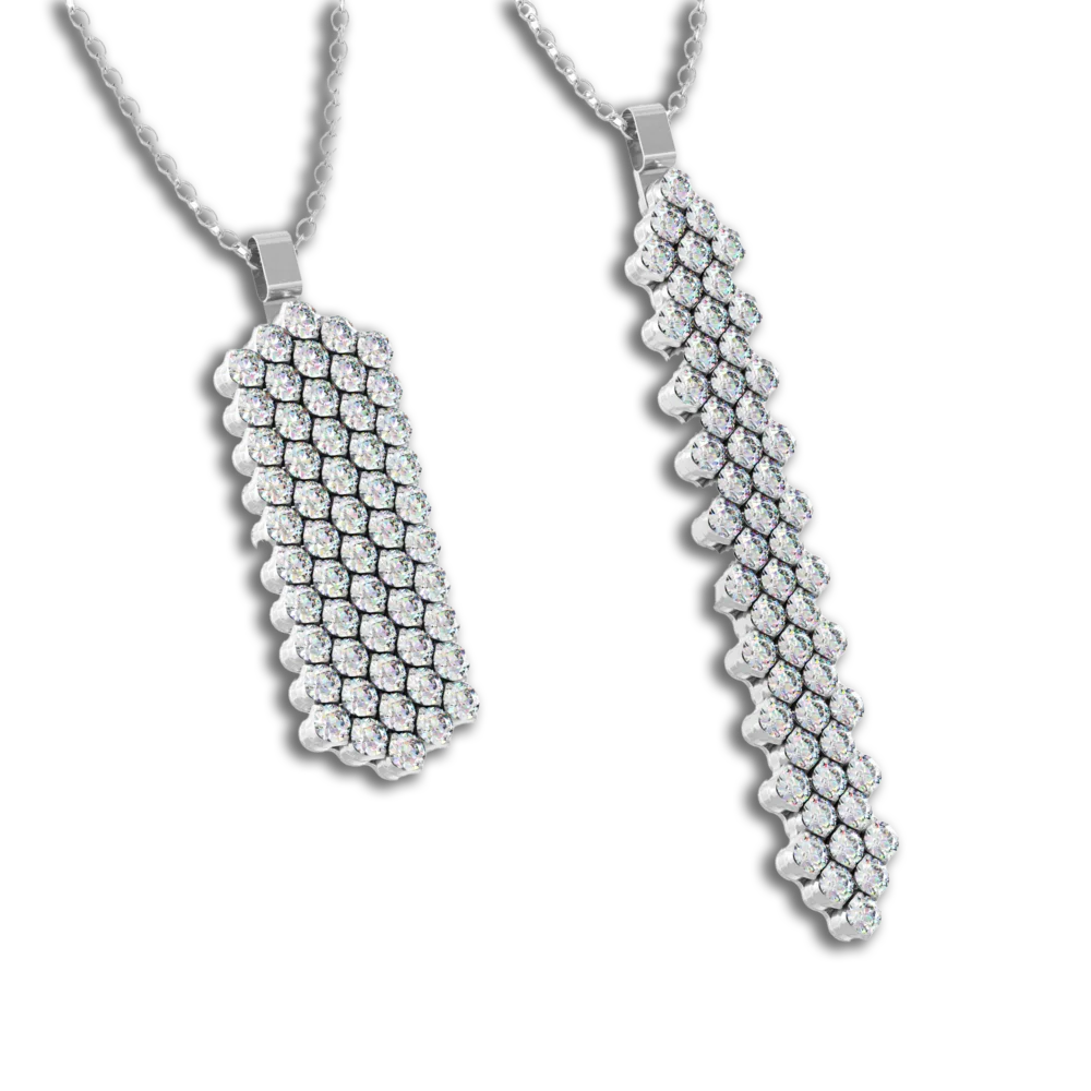 Anhänger • Multi Size • 5 Reihen • weiße Diamanten • voll besetzt • Weißgold