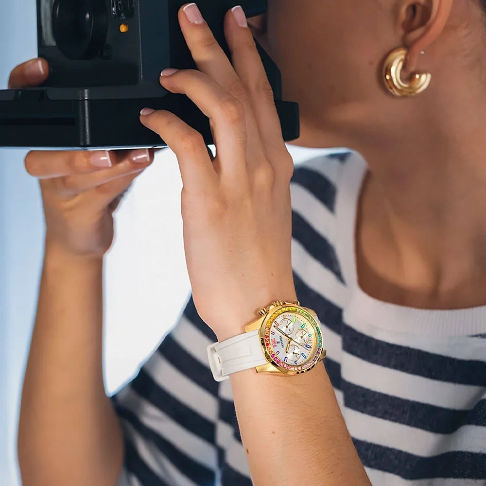 Festina Damen Uhr F20650/2 Weiß, Kautschuk Armband