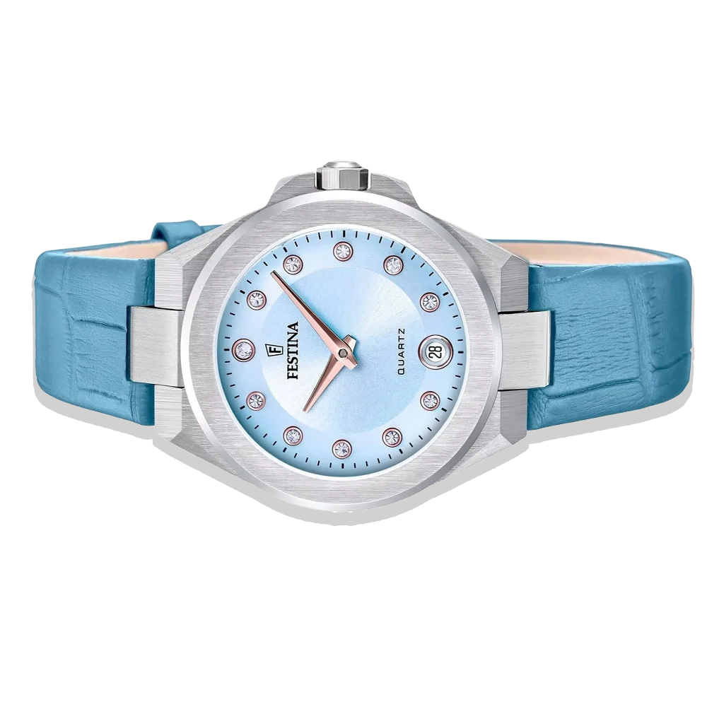 Festina Damen Mademoiselle F20701/3 Hellblau mit Lederarmband