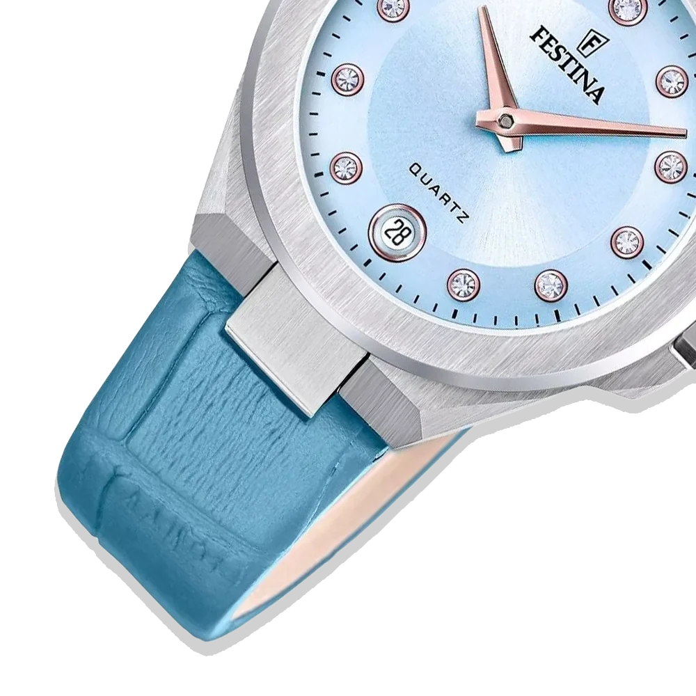 Festina Damen Mademoiselle F20701/3 Hellblau mit Lederarmband