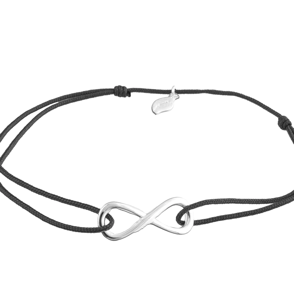 KitzSpirit© Unendlich-Zeichen Glücksarmbändchen in Silber - Band Schwarz