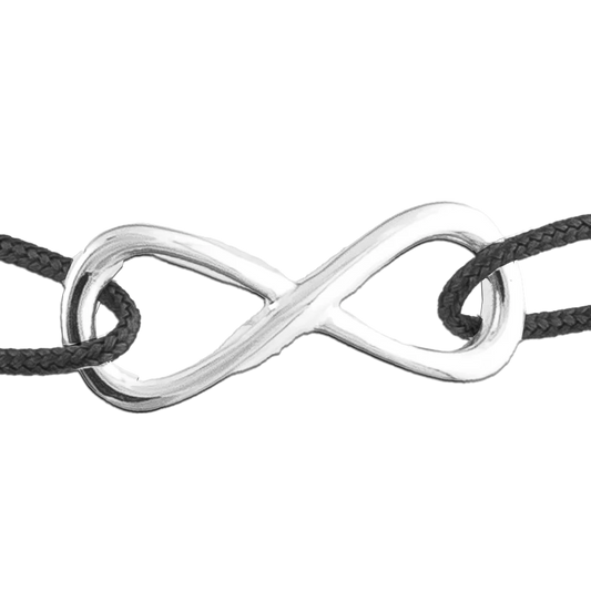 KitzSpirit© Unendlich-Zeichen Glücksarmbändchen in Silber - Band Schwarz