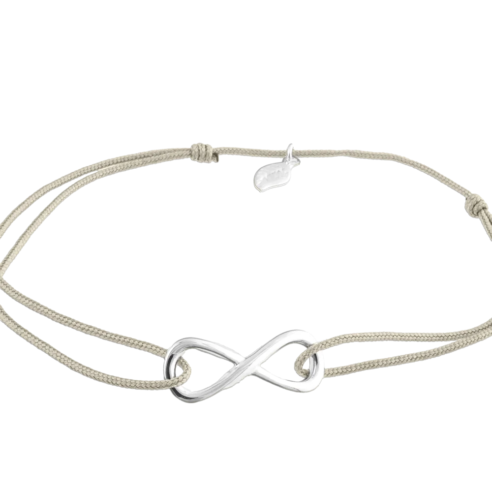 KitzSpirit© Unendlich-Zeichen Glücksarmbändchen in Silber - Band Beige