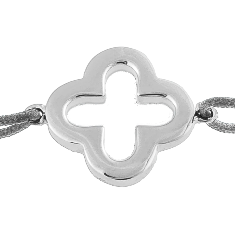 KitzSpirit© graues Glücksarmbändchen mit Kleeblatt in Silber - Band Grau