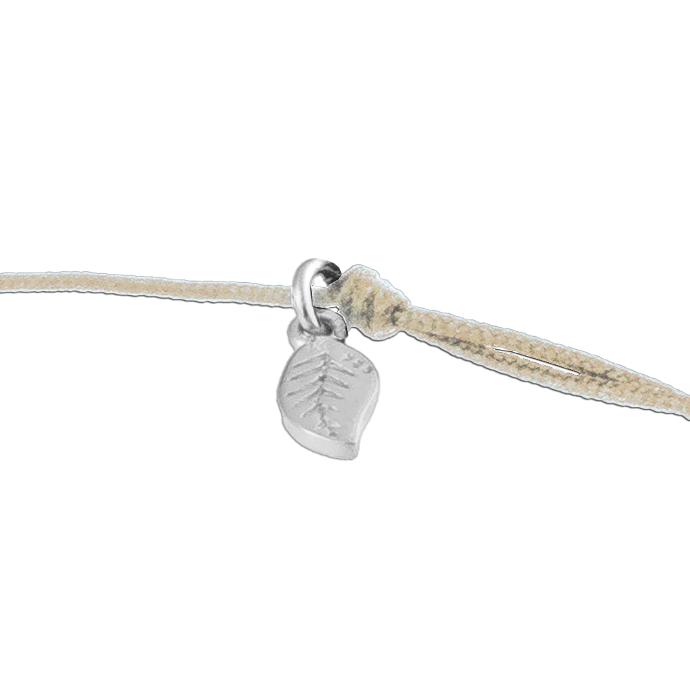 KitzSpirit© graues Glücksarmbändchen mit Kleeblatt in Silber - Band Beige