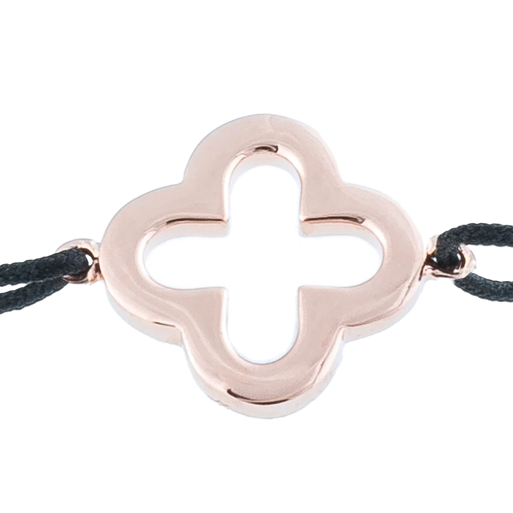 KitzSpirit© Glücksarmbändchen mit Kleeblatt in Rosé Gold - Band Schwarz