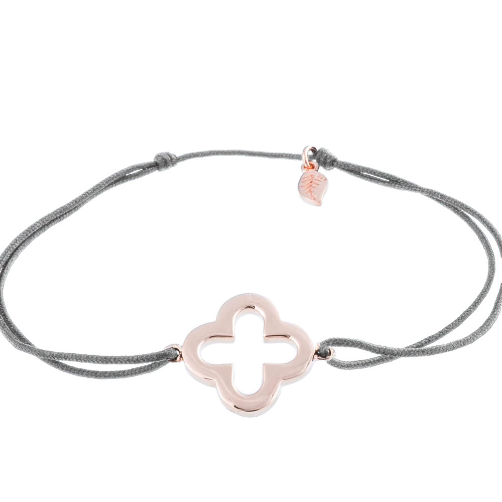 KitzSpirit© Glücksarmbändchen mit Kleeblatt in Rosé Gold - Band Grau