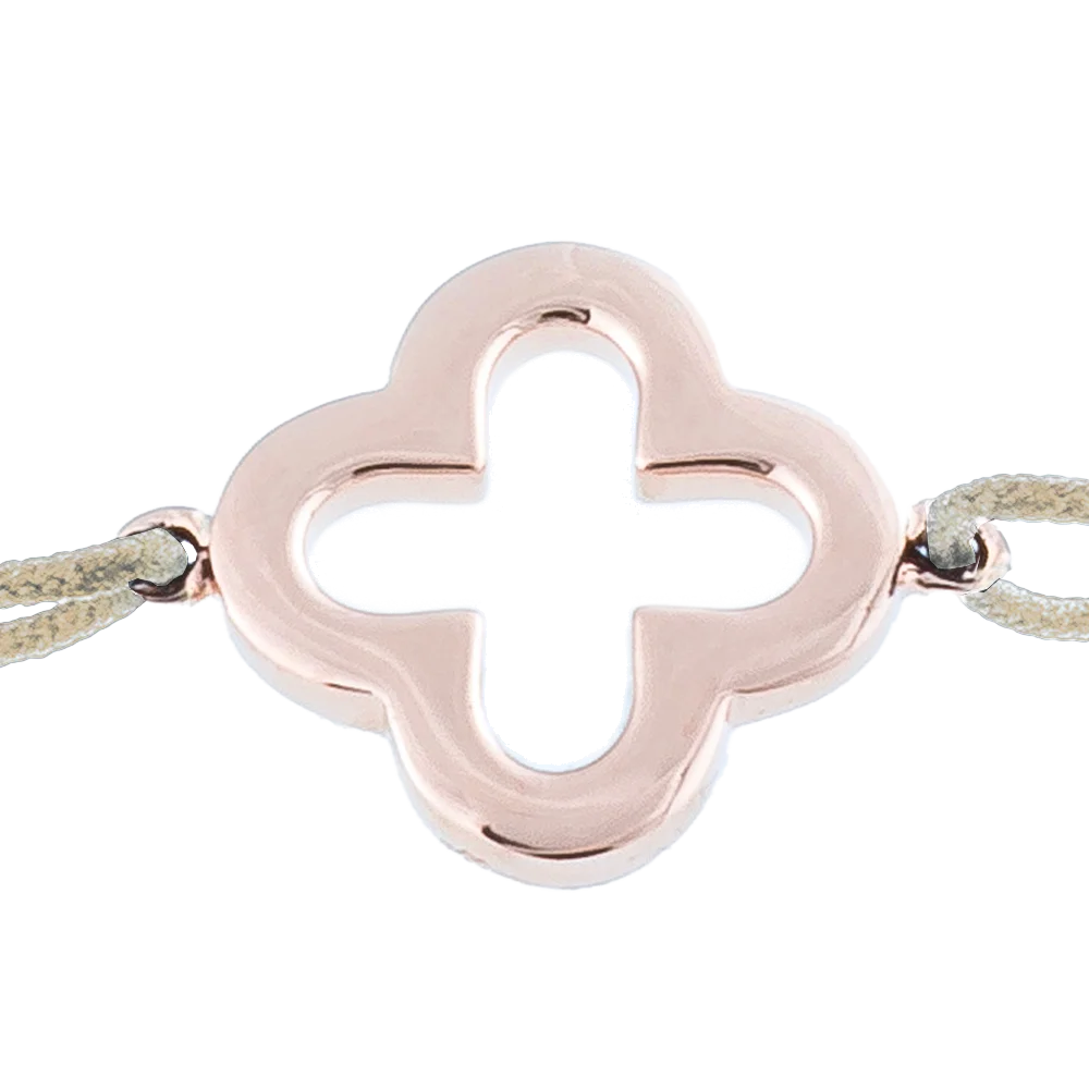 KitzSpirit© Glücksarmbändchen mit Kleeblatt in Rosé Gold - Band Beige