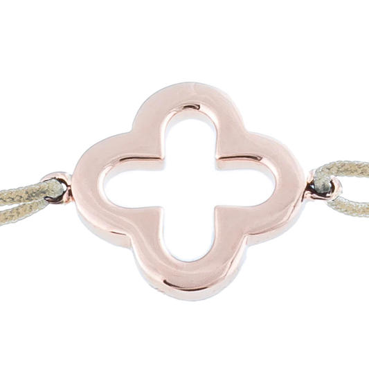 KitzSpirit© Glücksarmbändchen mit Kleeblatt in Rosé Gold - Band Beige