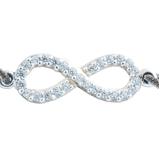 KitzSpirit© Unendlich-Zeichen Glücksarmbändchen mit Zirkonia in Silber - Band Grau