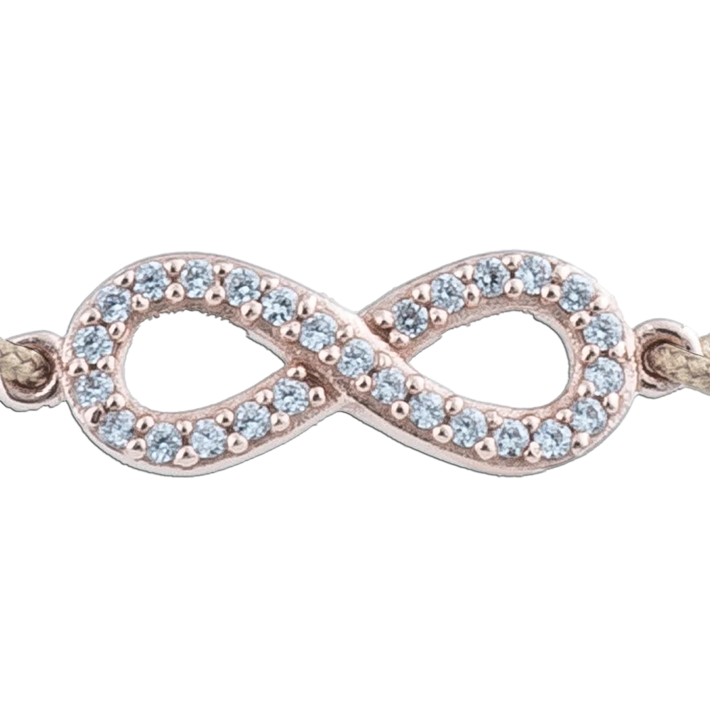 KitzSpirit© Unendlich-Zeichen Glücksarmbändchen mit Zirkonia in Rosé Gold vergoldet - Band Beige