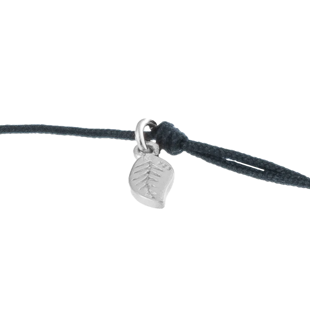 KitzSpirit© Glücksarmbändchen mit Kleeblatt mit Zirkonia in Silber - Band Schwarz