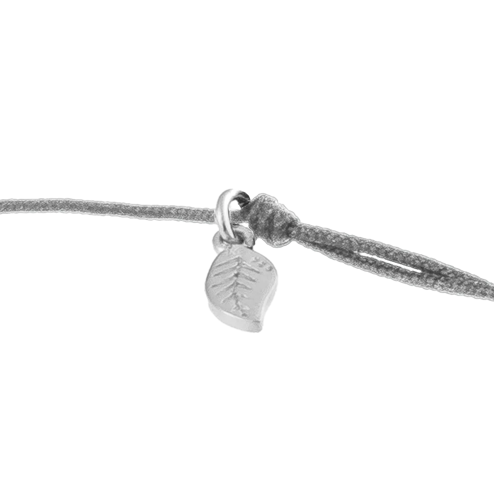 KitzSpirit© Glücksarmbändchen mit Kleeblatt mit Zirkonia in Silber - Band Grau