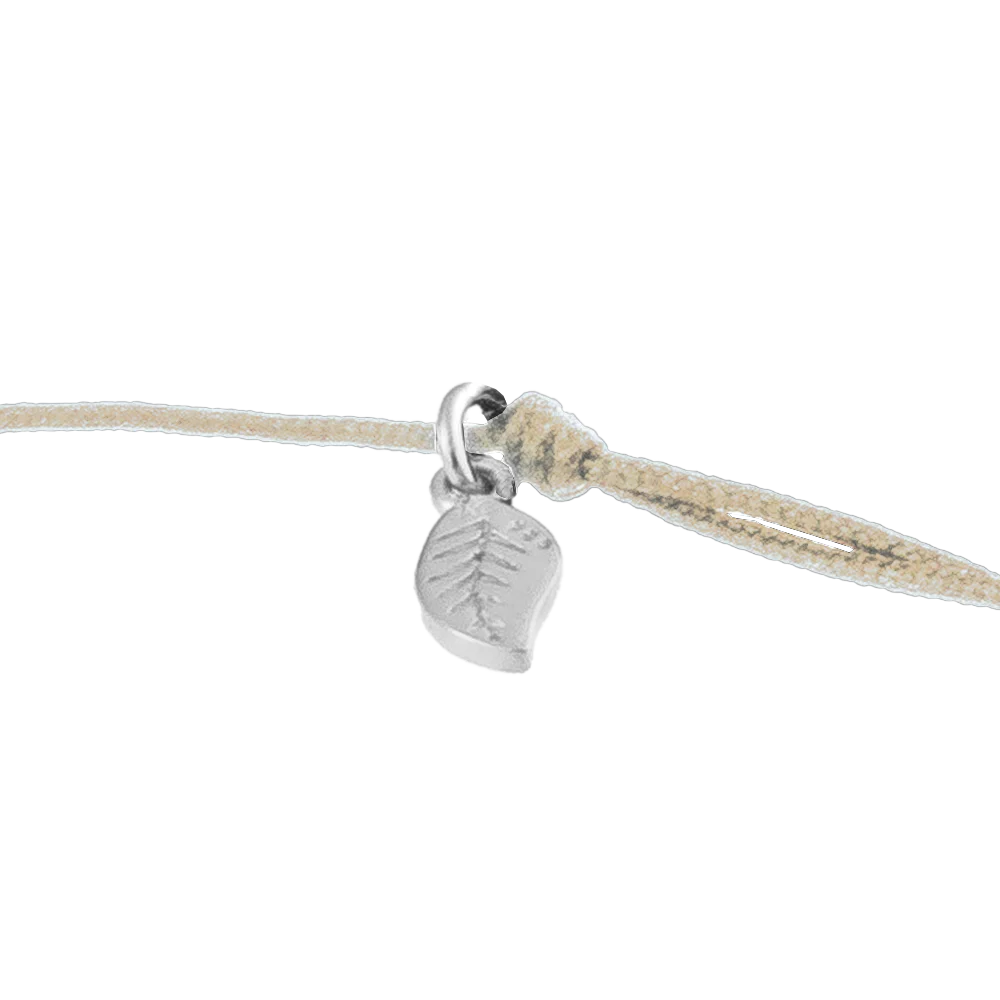 KitzSpirit© Glücksarmbändchen mit Kleeblatt mit Zirkonia in Silber - Band Beige