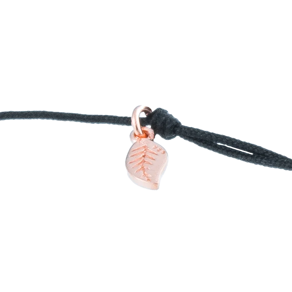 KitzSpirit© Glücksarmbändchen mit Kleeblatt mit Zirkonia in Rosé Gold vergoldet - Band Schwarz