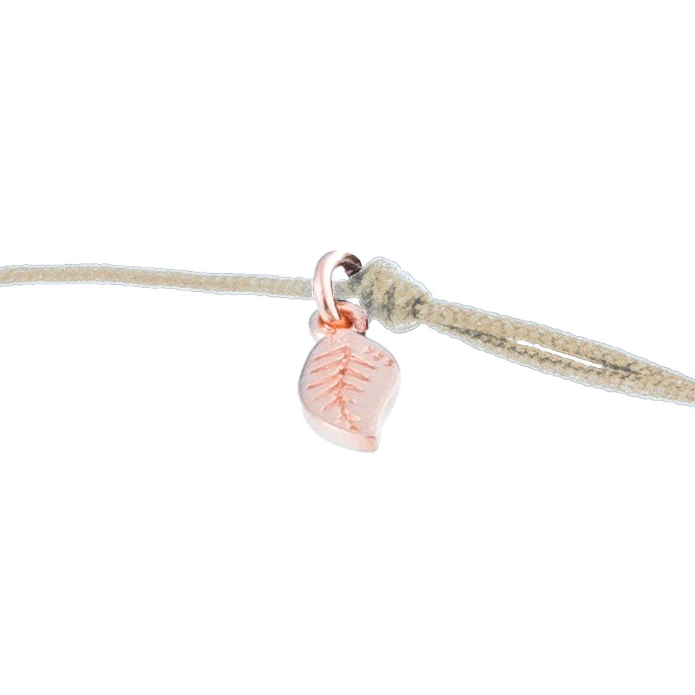 KitzSpirit© Glücksarmbändchen mit Kleeblatt mit Zirkonia in Rosé Gold vergoldet - Band Beige