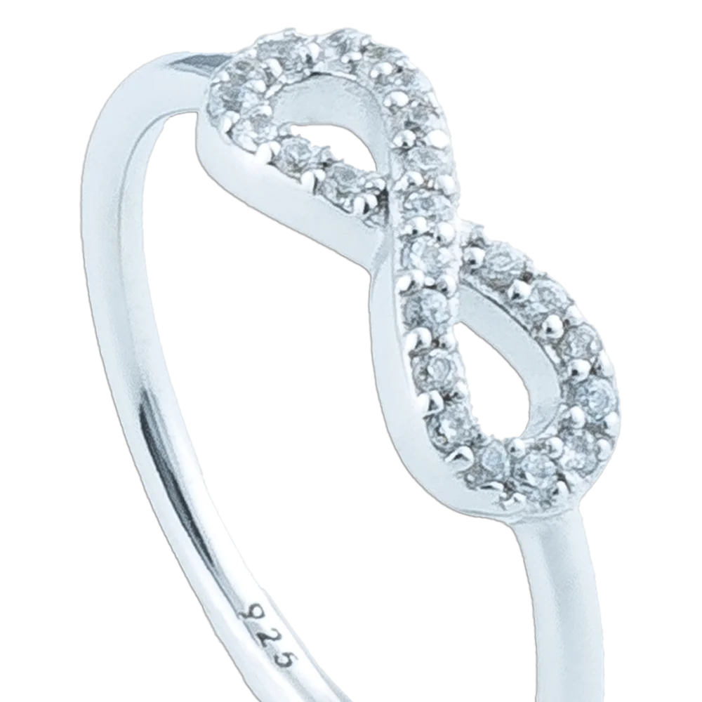KitzSpirit© Glücksring mit ∞-Symbol & Zirkonia – 925er-Sterling-Silber – Symbol für Glück und Stil
