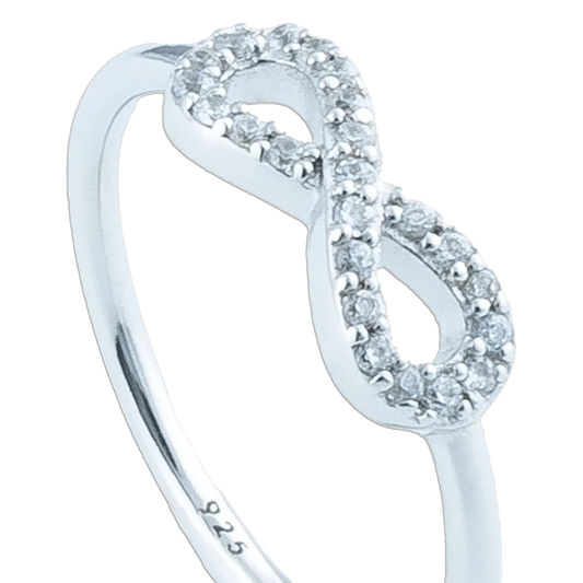 KitzSpirit© Glücksring mit ∞-Symbol & Zirkonia – 925er-Sterling-Silber – Symbol für Glück und Stil