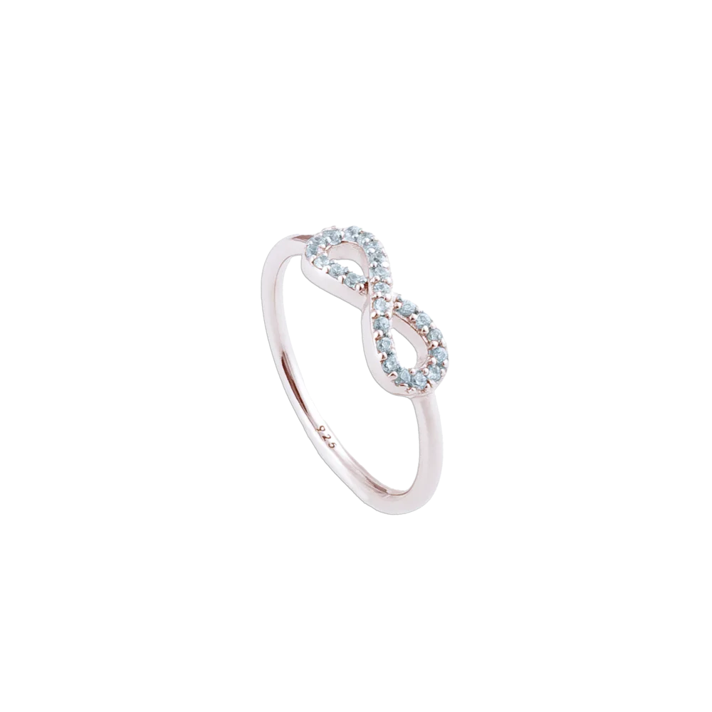 KitzSpirit© Glücksring mit ∞-Symbol & Zirkonia – Roségold vergoldet – Symbol für Glück und Stil