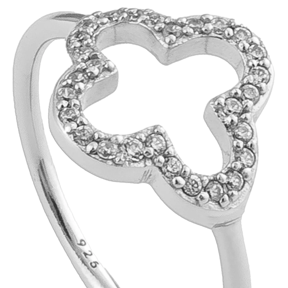 KitzSpirit© Glücksring mit Kleeblatt & Zirkonia – 925er-Sterling-Silber – Symbol für Glück und Stil