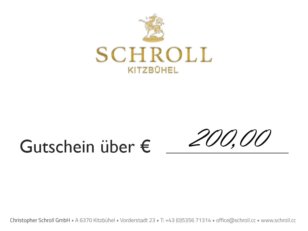 Wertgutscheine Juwelier Schroll Kitzbühel von € 200,00