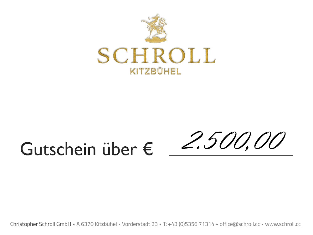 Wertgutscheine Juwelier Schroll Kitzbühel von € 2.500,00