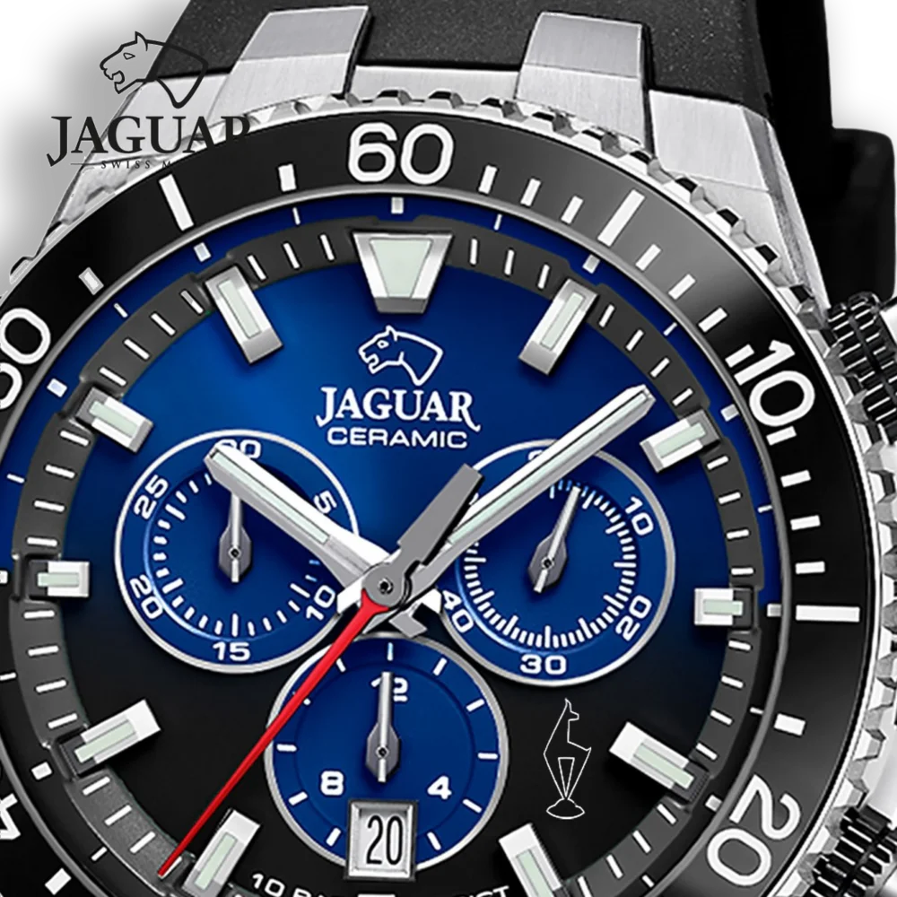 Exklusive Jaguar® CERAMIC Herrenuhr mit schwarzem Zifferblatt und Silikonarmband in Kitzbühel kaufen