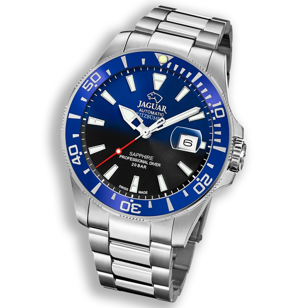 Luxus Automatikuhr JAGUAR Pro Diver Herren Blau Saphirglas Kitzbühel