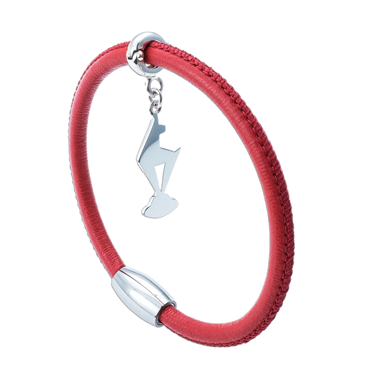KitzSpirit® einfaches Nappalederarmband mit Gams-Anhänger in Rot – Handgefertigtes Schmuckstück im Kitzbühel-Stil, ideales Souvenir oder Geschenk, exklusiv bei Goldschmiede Schroll in Tirol erhältlich