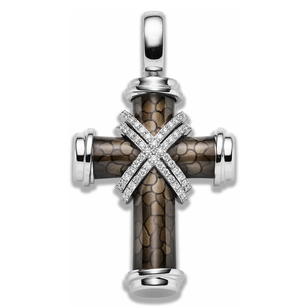 Crosses – Anhänger Weißgold · Diamanten dunkles Emaille
