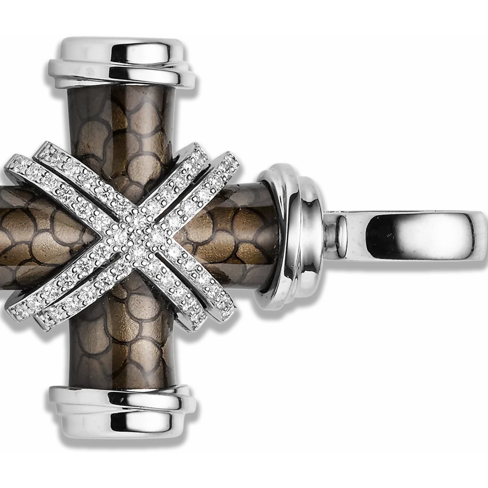 Crosses – Anhänger Weißgold · Diamanten dunkles Emaille