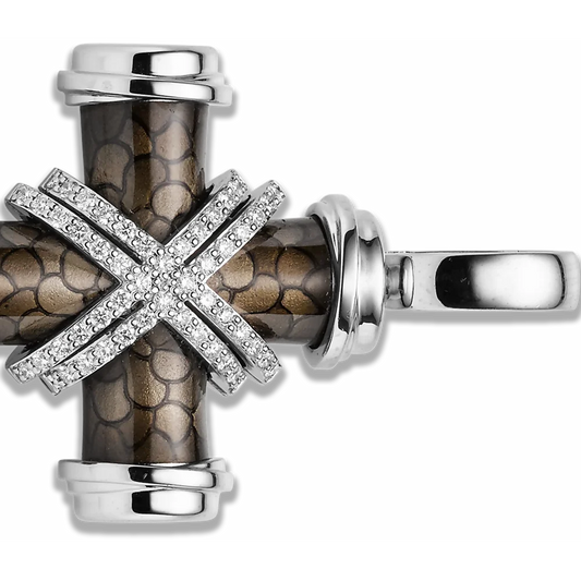Crosses – Anhänger Weißgold · Diamanten dunkles Emaille