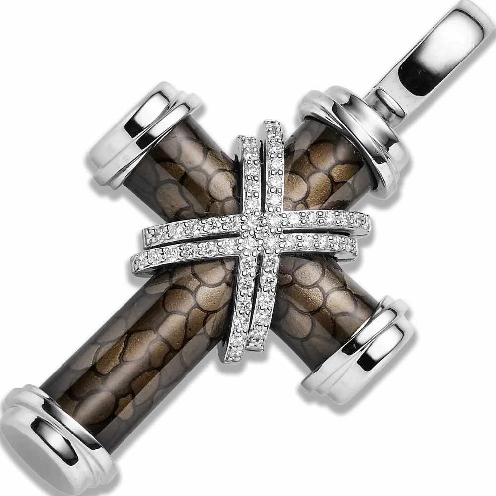 Crosses – Anhänger Weißgold · Diamanten dunkles Emaille