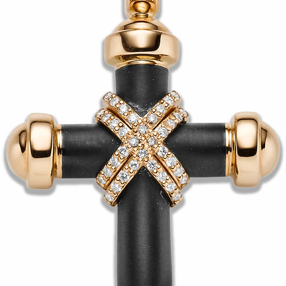 Crosses – Anhänger Roségold · schwarzer Kaltemaille