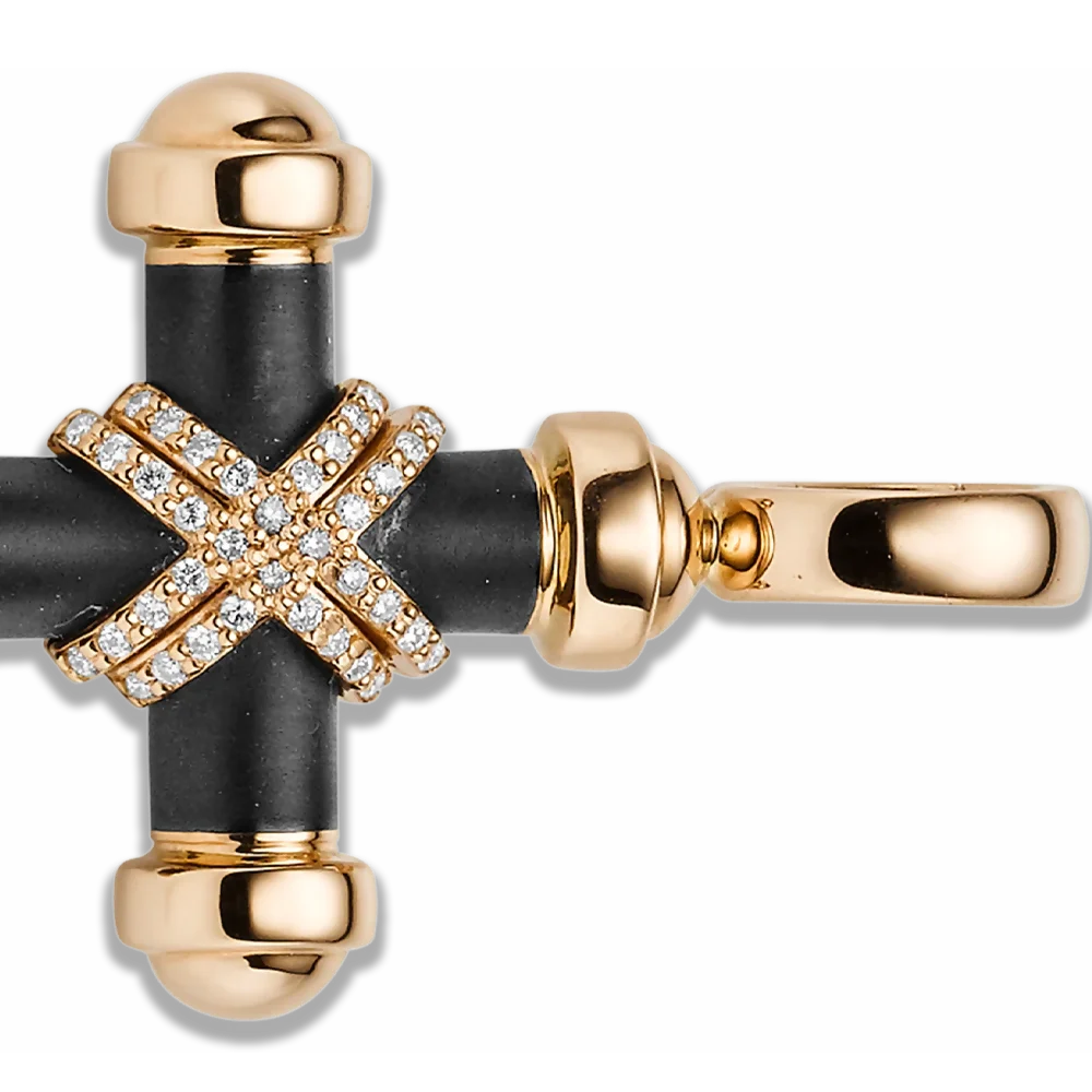 Crosses – Anhänger Roségold · schwarzer Kaltemaille