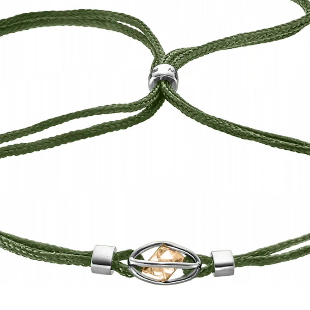 Rough Cut® Mini Armband Weißgold - grün