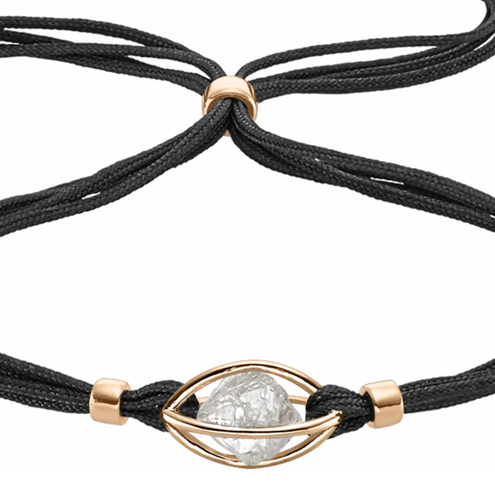 Leo Wittwer Rough Cut® Original Premiumarmband – Exklusives Armband aus 750er Roségold mit Diamanten und stilvollem schwarzem Band, meisterhaft handgefertigt für anspruchsvolle Kundinnen und Kunden bei Juwelier Schroll in Kitzbühel